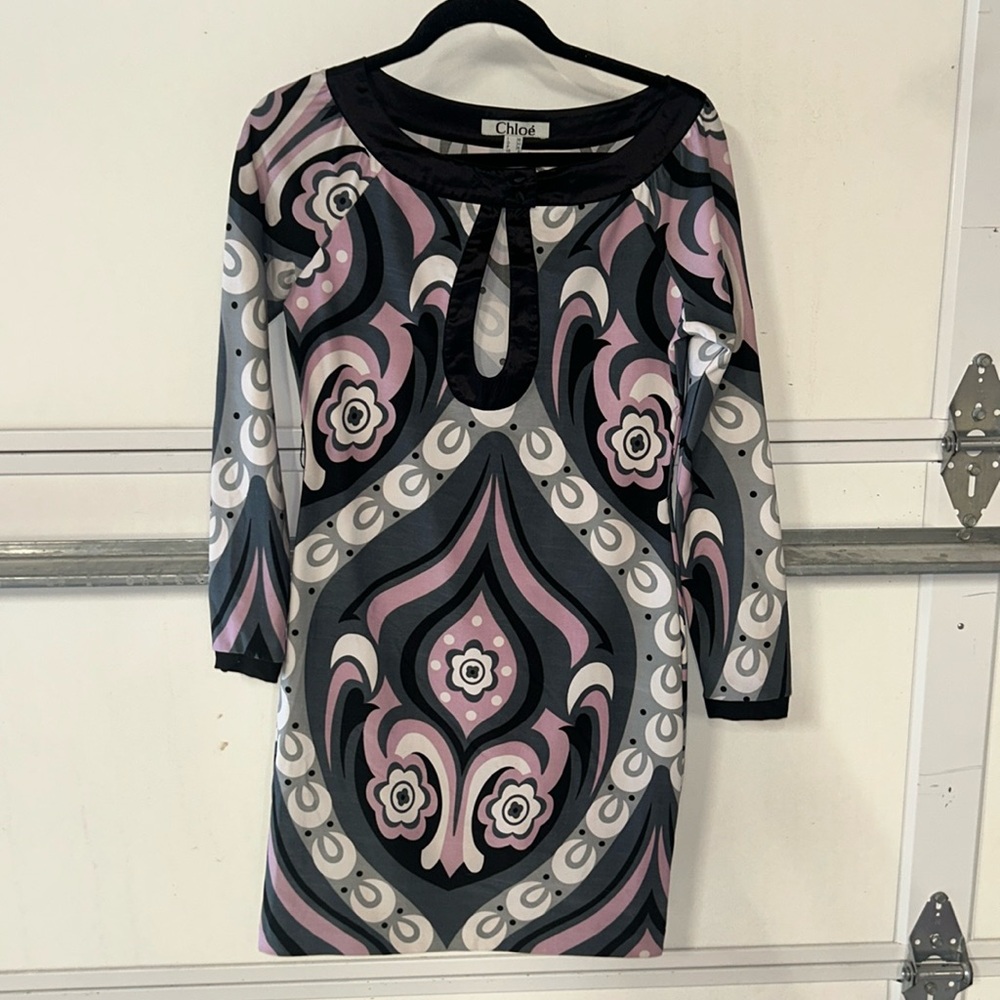 Chloé Long Sleeve Floral Print Dress